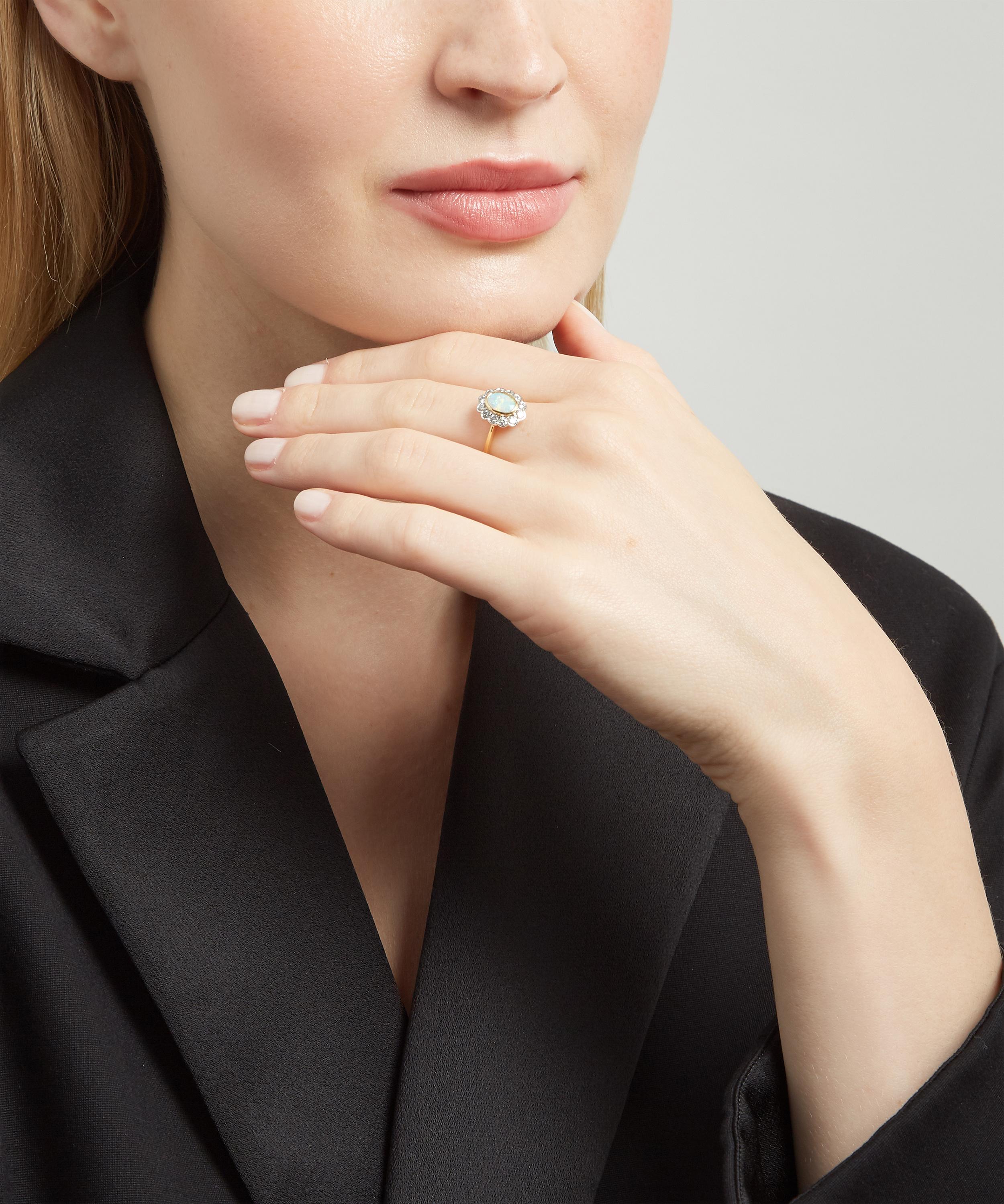 Kojis - 18ct Gold Opal and Diamond Cluster Ring image number 1