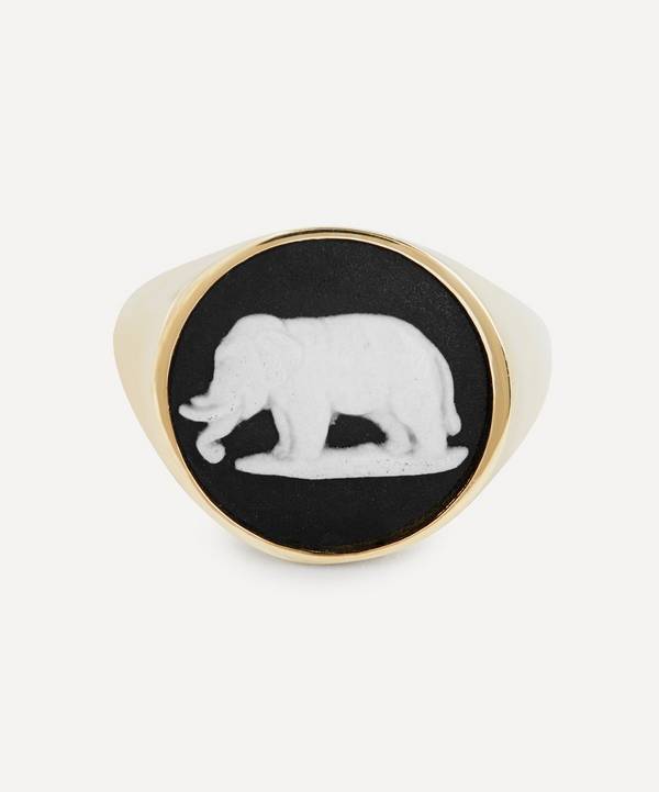 Ferian - 9ct Gold Wedgwood Elephant Round Signet Ring