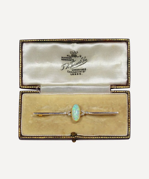 Kojis - Gold Antique Opal and Diamond Bar Brooch image number null