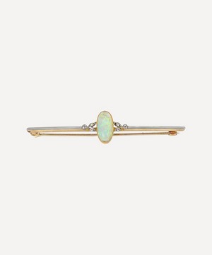 Kojis - Gold Antique Opal and Diamond Bar Brooch image number 1