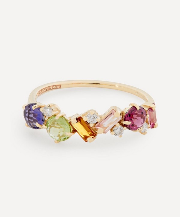 Suzanne Kalan - 14ct Gold Amalfi Blend Rainbow Half Band Ring