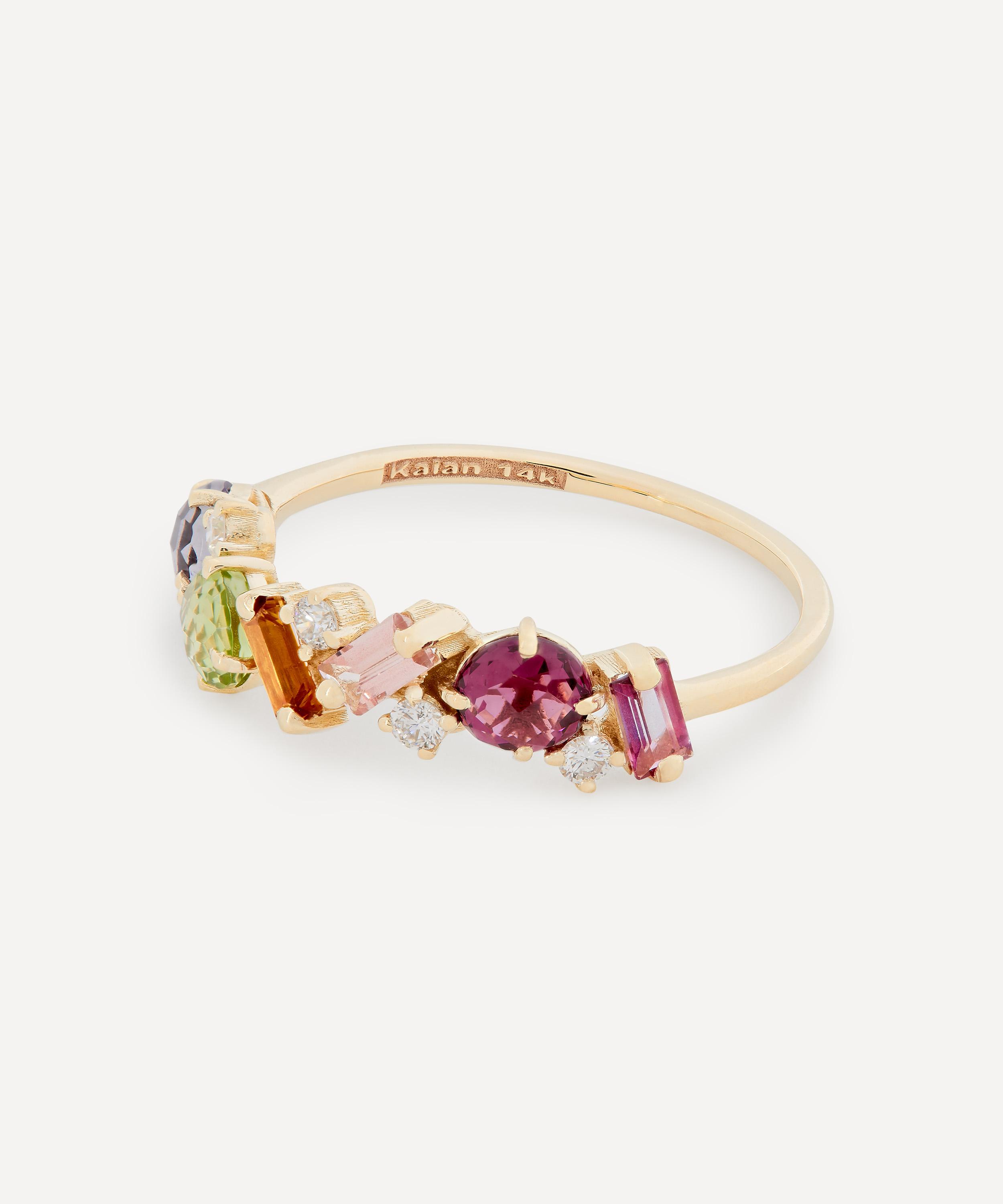 Suzanne Kalan - 14ct Gold Amalfi Blend Rainbow Half Band Ring image number 2