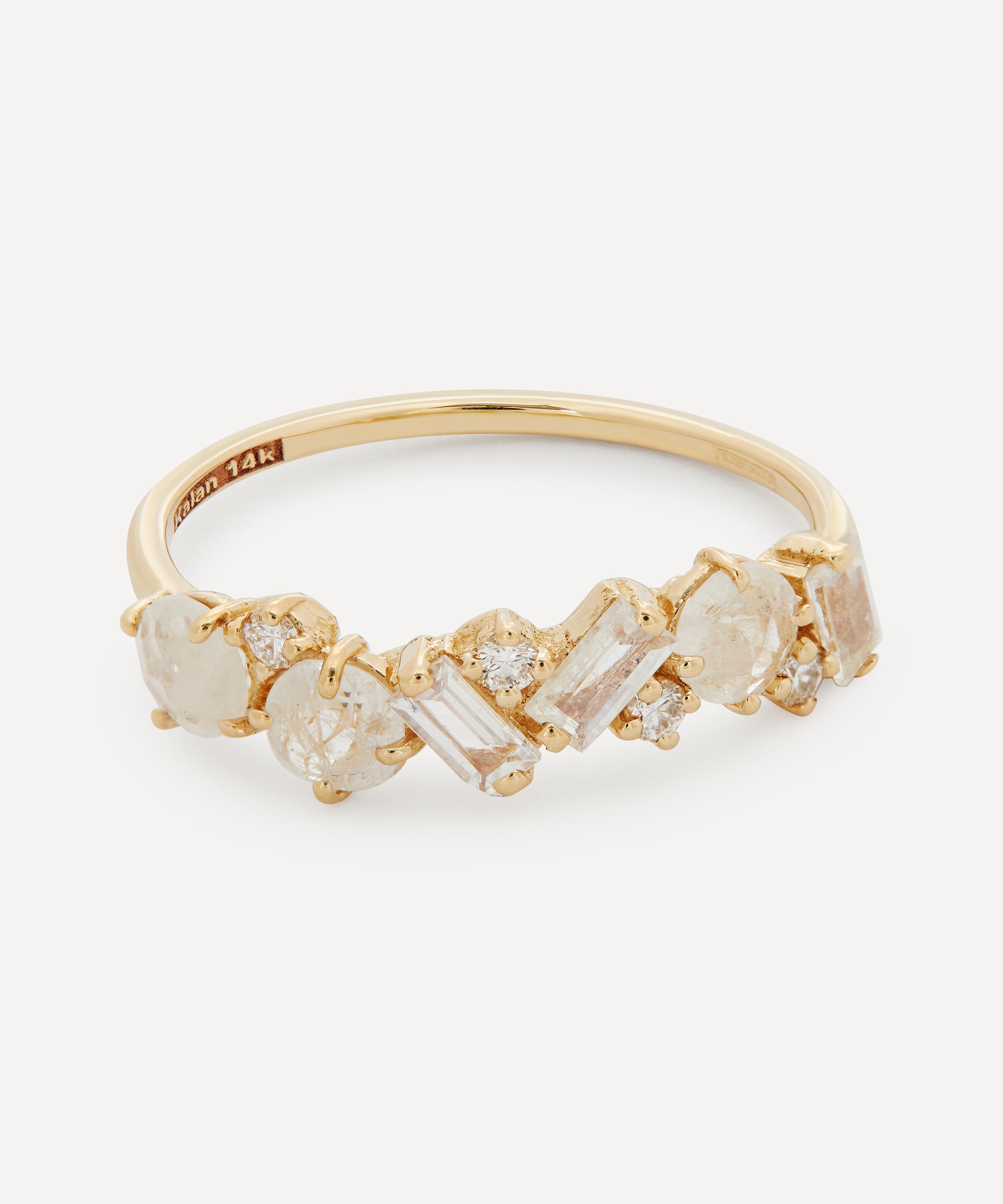 Suzanne Kalan - Gold Rainbow Moonstone and Diamond Ring image number 