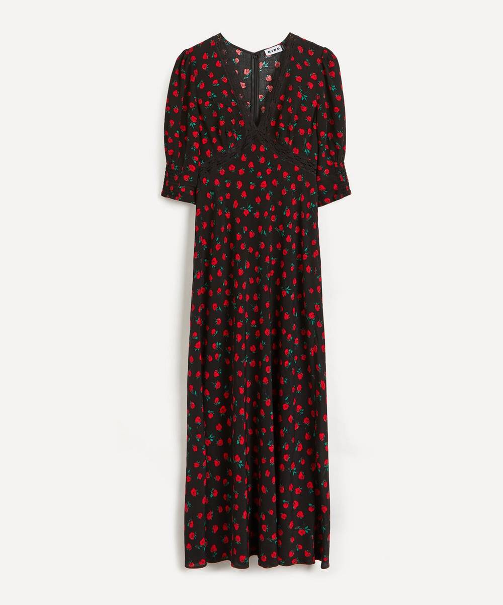 RIXO - Gemma Vintage Rose Midi-Dress