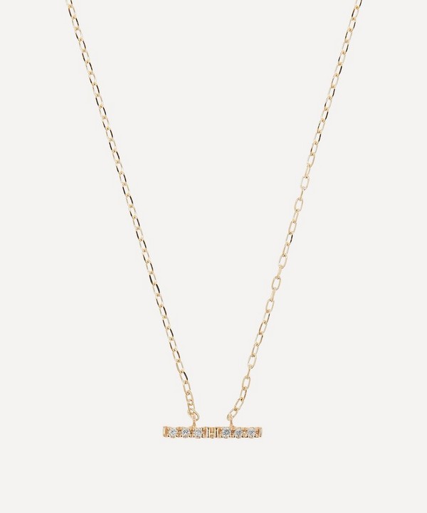 Hirotaka - 10ct Gold Trapeze Small Diamond Pendant Necklace image number null