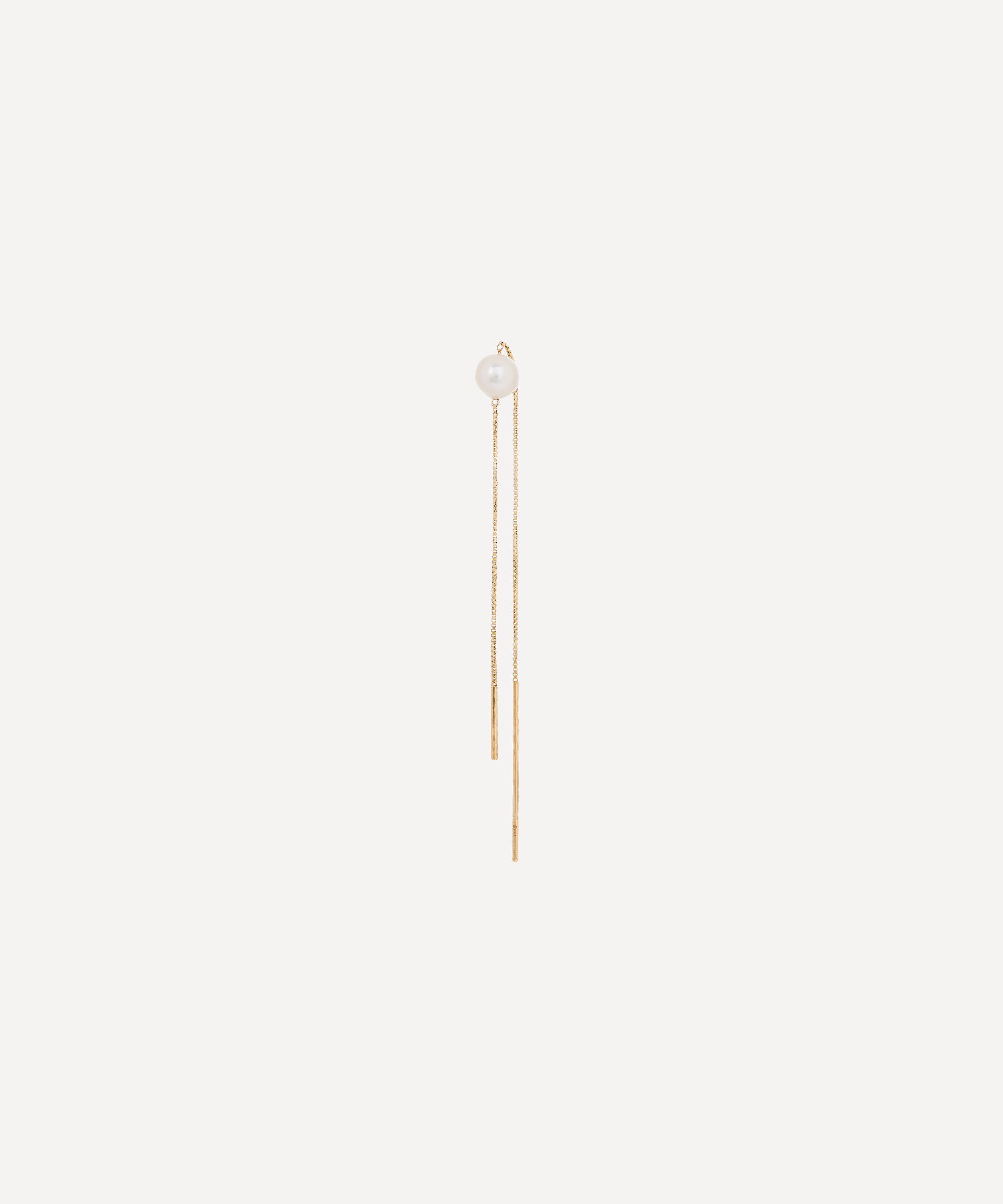 Hirotaka - 10ct Gold Akoya Pearl Chain Drop Earring image number 2