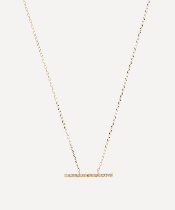 Hirotaka - 10ct Gold Trapeze Medium Diamond Pendant Necklace image number null