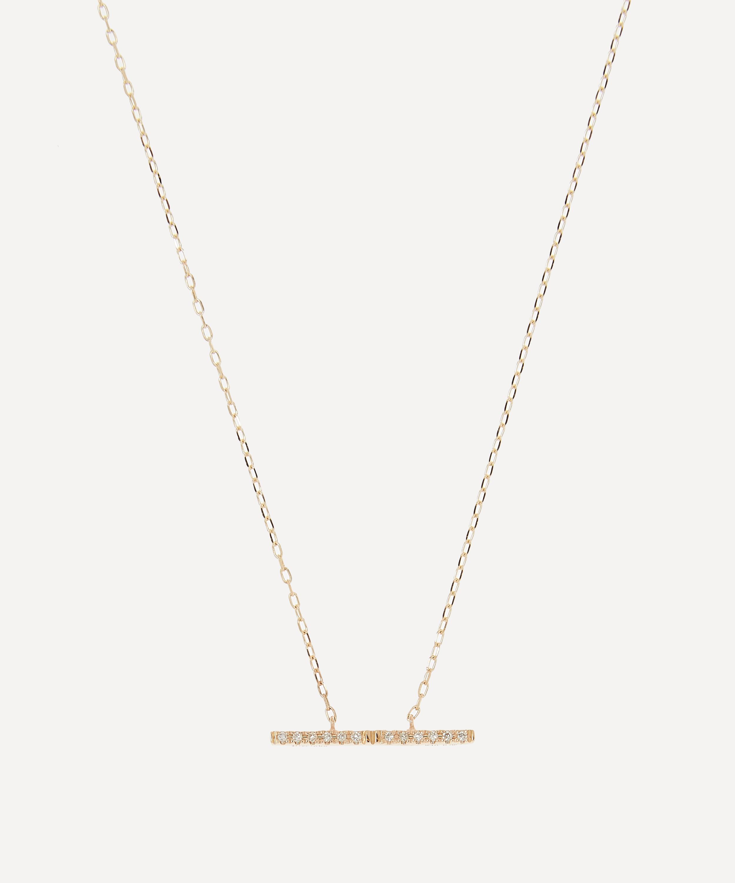 Hirotaka - 10ct Gold Trapeze Medium Diamond Pendant Necklace image number 0