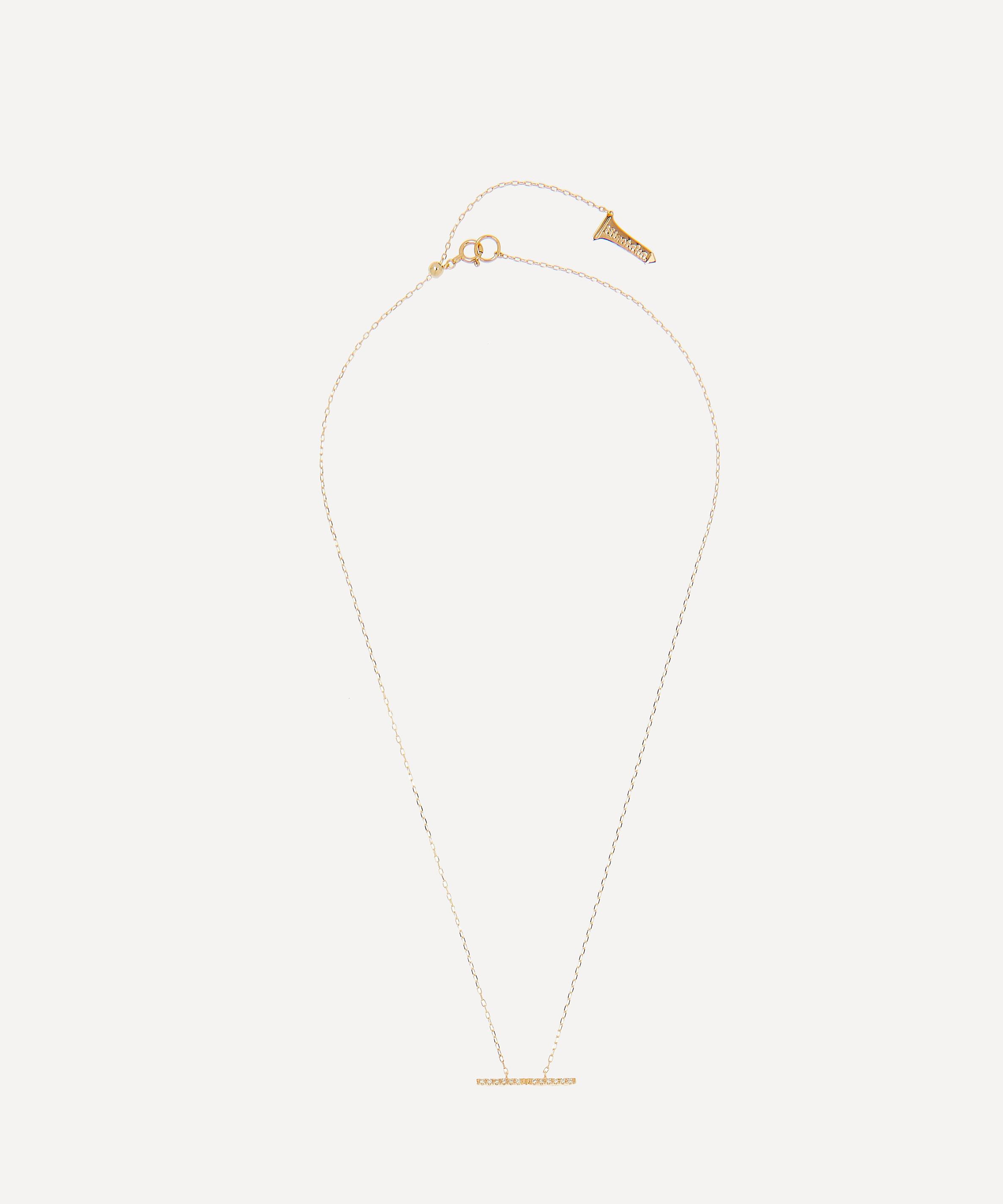 Hirotaka - 10ct Gold Trapeze Medium Diamond Pendant Necklace image number 2