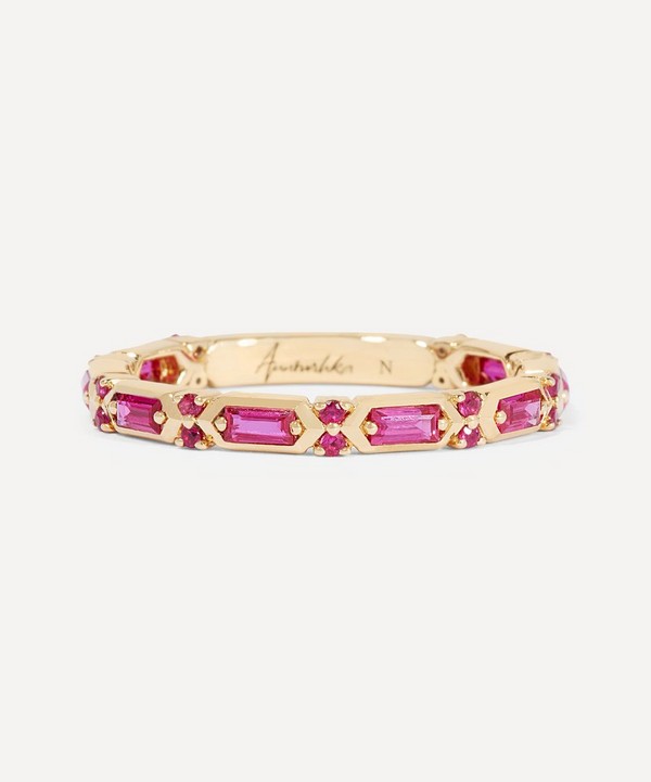 Annoushka - 18ct Gold Pink Sapphire Baguette Ring image number null