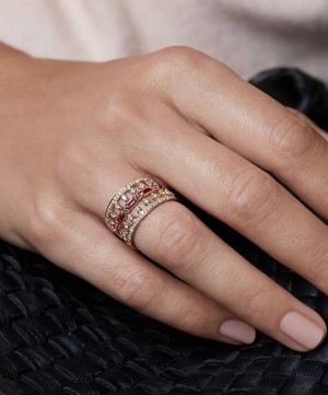 Annoushka - 18ct Gold Pink Sapphire Baguette Ring image number 1