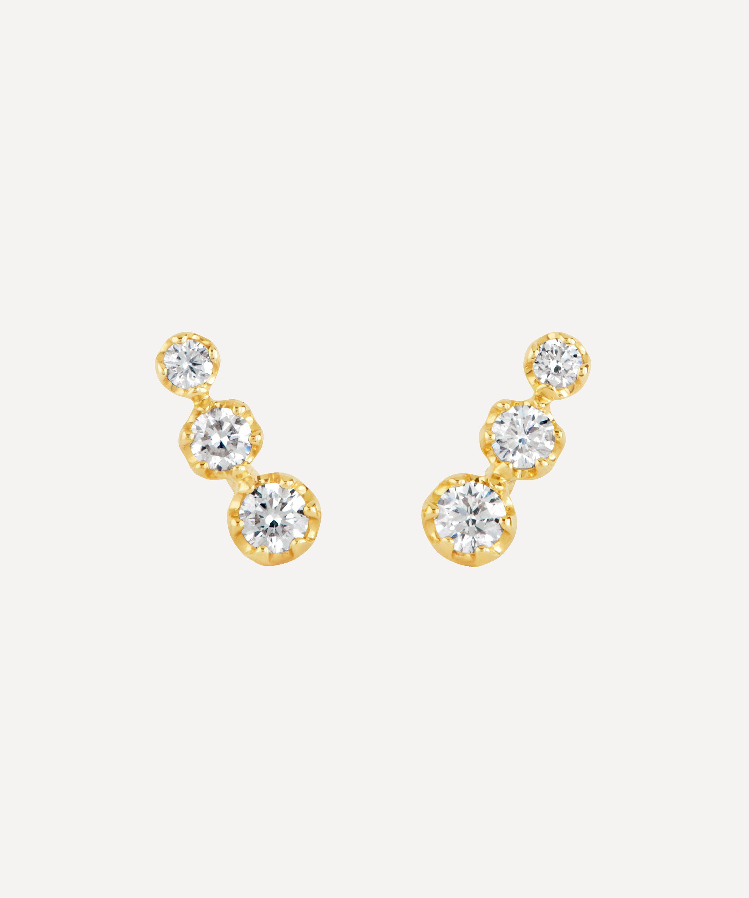 Dinny Hall - 14ct Gold Elyhara Diamond Trio Stud Earrings image number 0