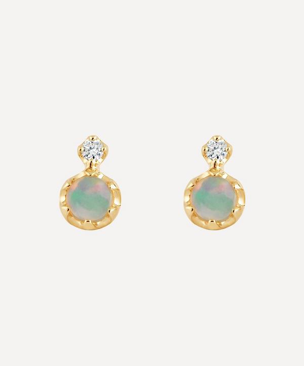 Dinny Hall - 14ct Gold Double Opal and Diamond Stud Earrings image number null