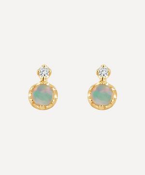 Dinny Hall - 14ct Gold Double Opal and Diamond Stud Earrings image number 0