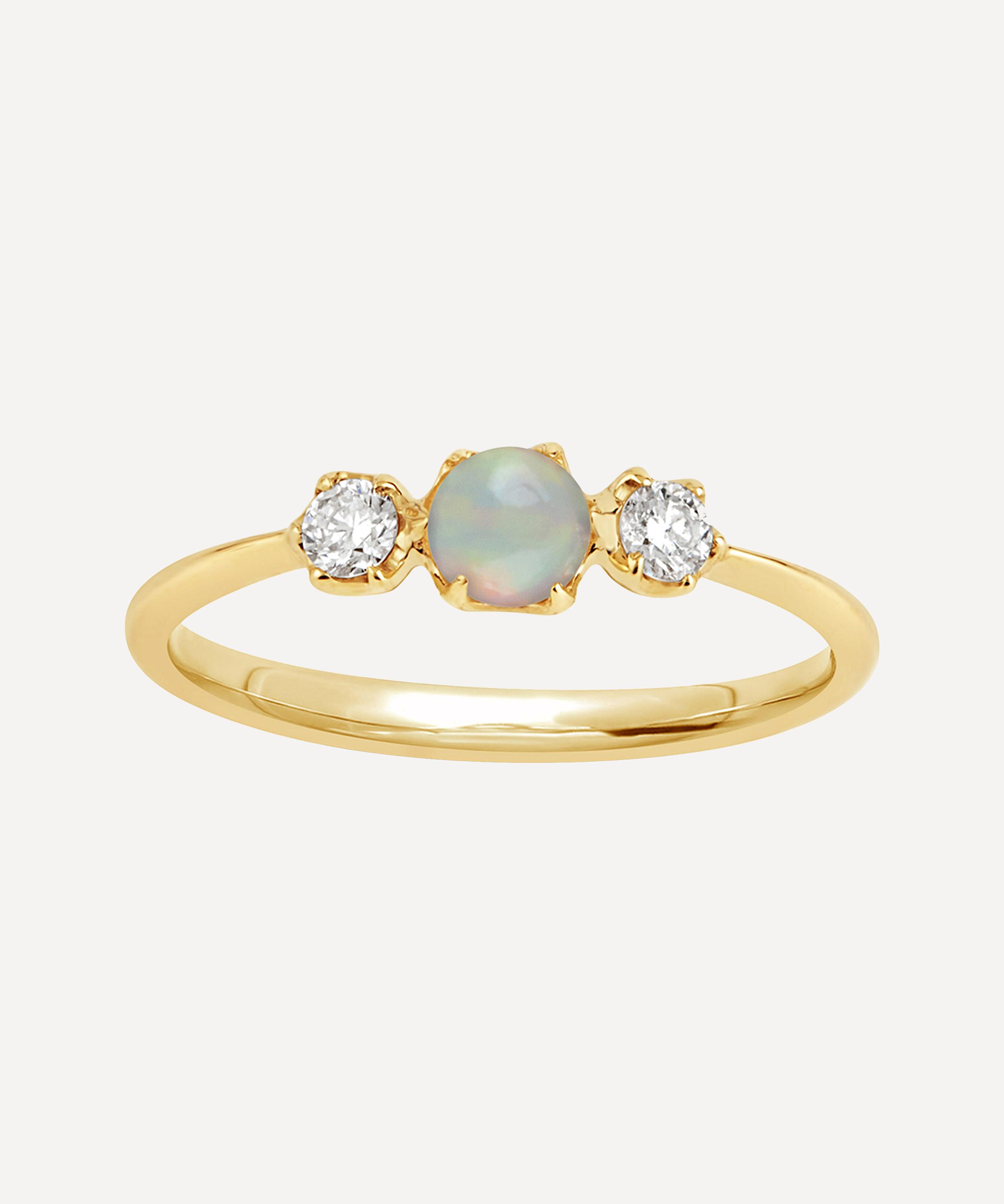 Dinny Hall - 14ct Gold Opal and Diamond Trilogy Ring image number 0