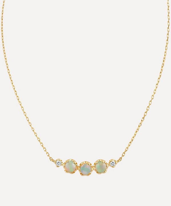 Dinny Hall - 14ct Gold Opal and Diamond Scoop Pendant Necklace