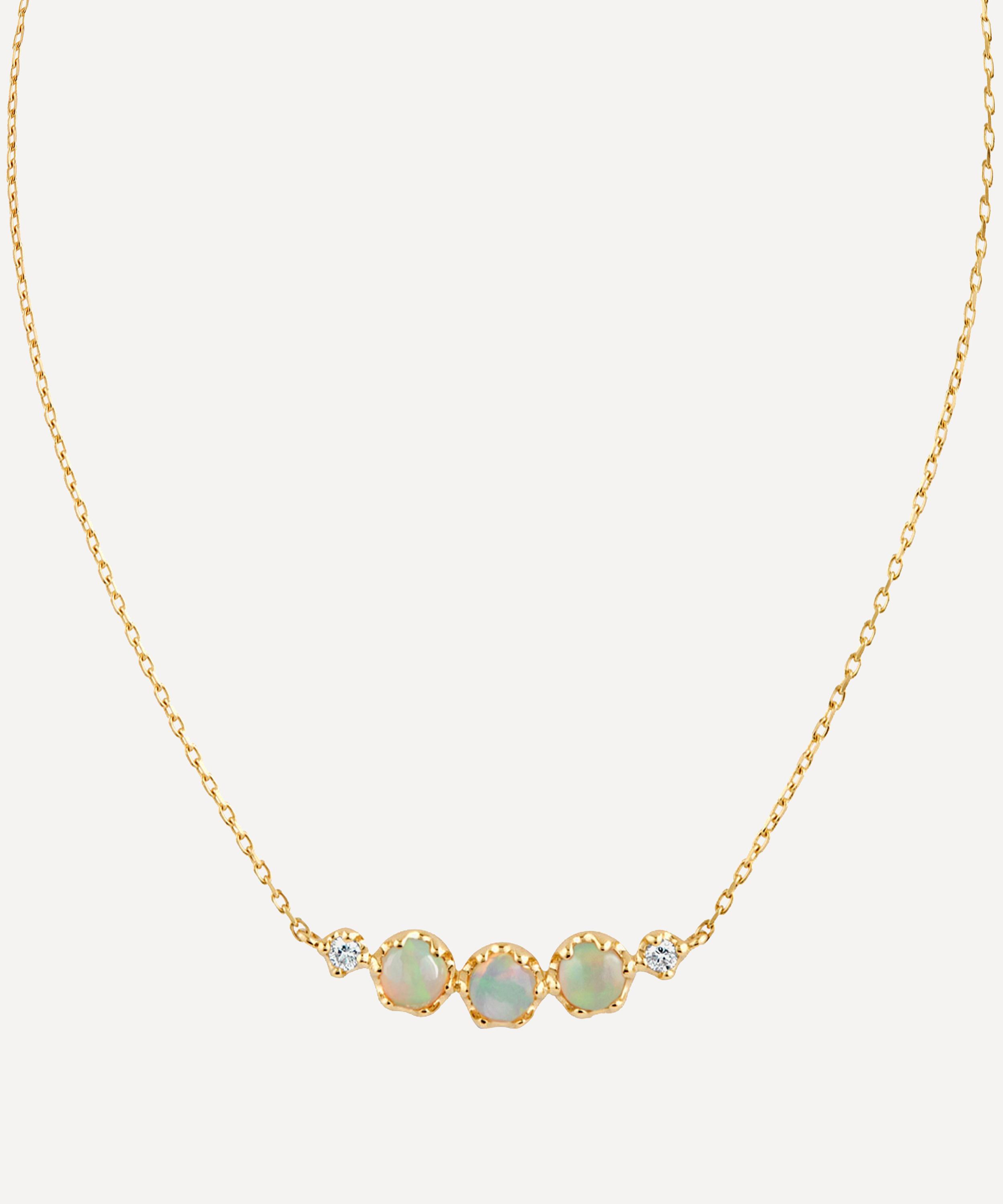 Dinny Hall - 14ct Gold Opal and Diamond Scoop Pendant Necklace