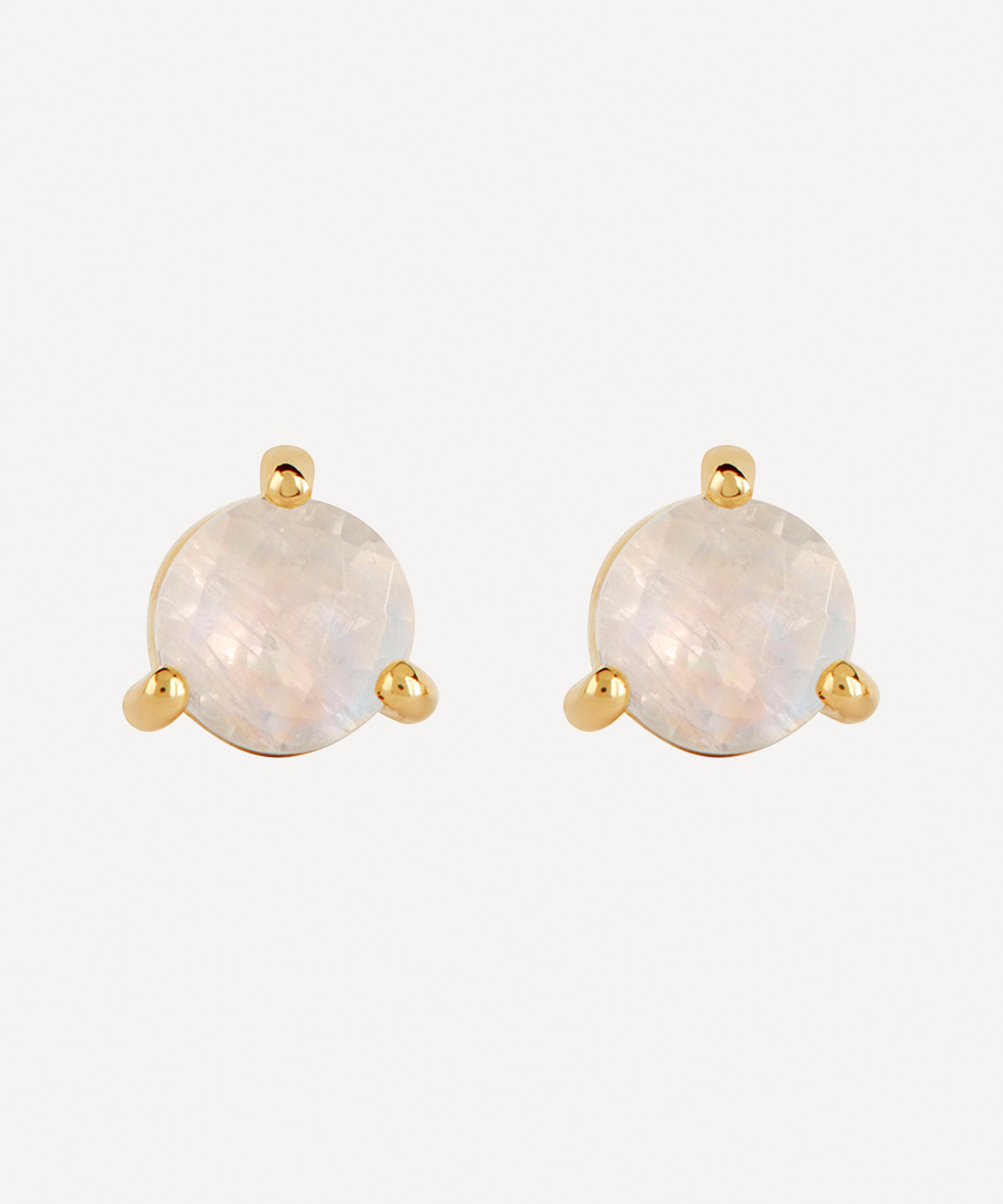 Dinny Hall - 14ct Gold Moonstone Stud Earrings image number 0