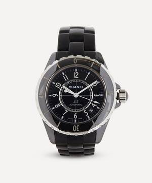 1990s Chanel J12 Black Ceramic and White Metal Watch