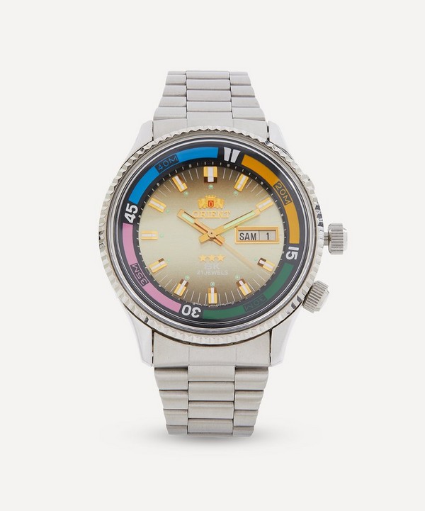 Designer Vintage - 1980s Orient Sea King White Metal Watch image number null