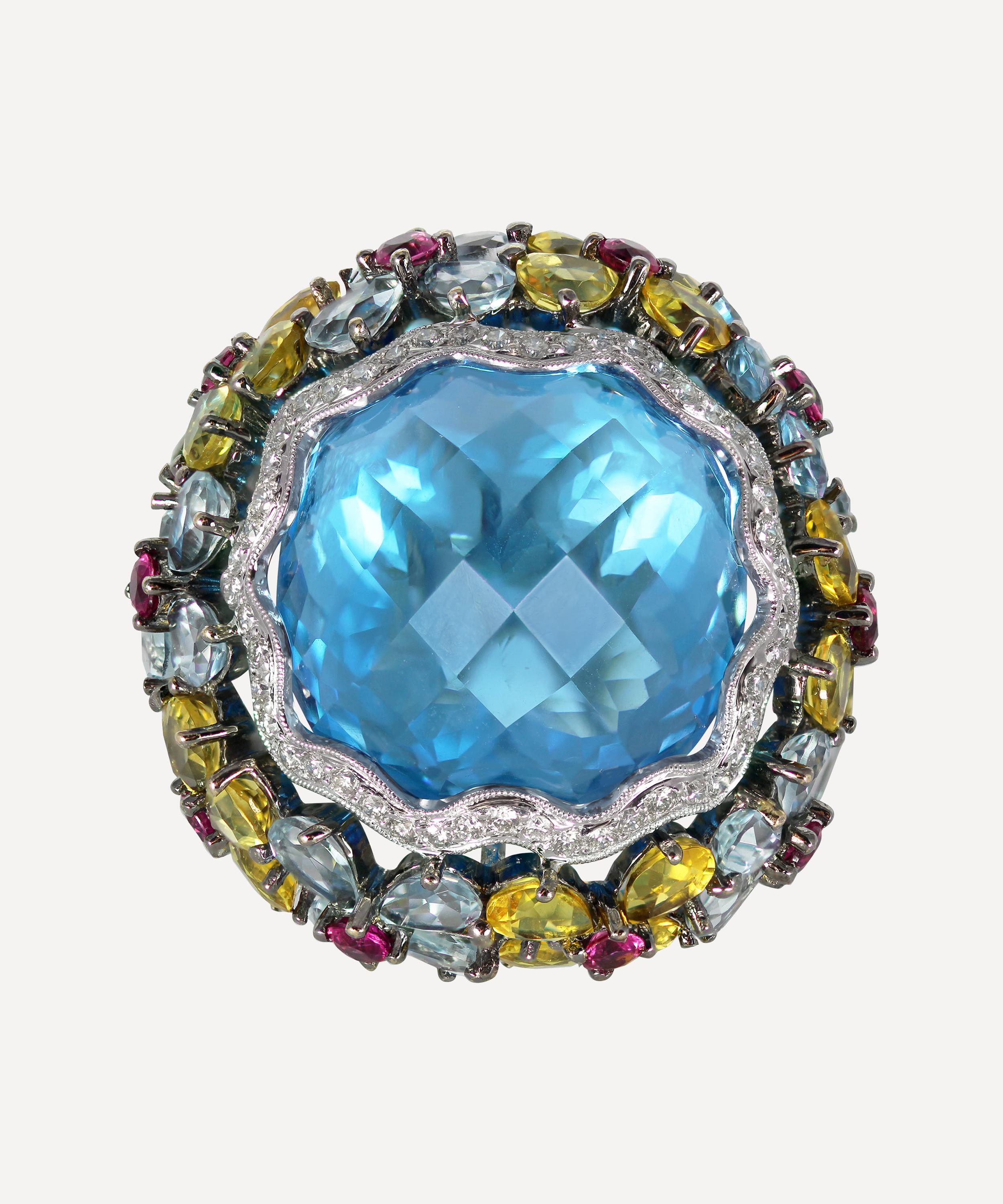 Kojis - White Gold Blue Topaz Cocktail Ring image number 0