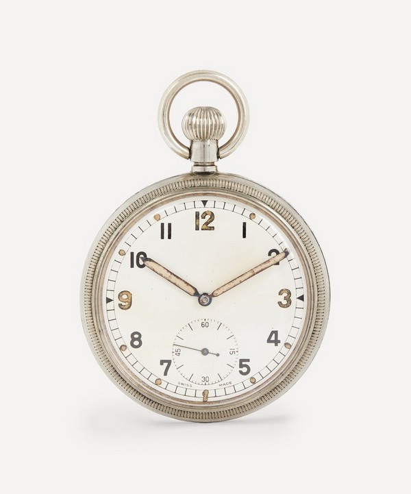 Designer Vintage - 1940s White Metal Military Pocket Watch image number null