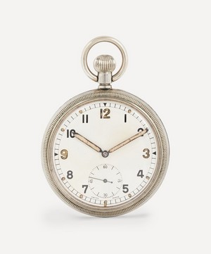 Designer Vintage - 1940s White Metal Military Pocket Watch image number 0