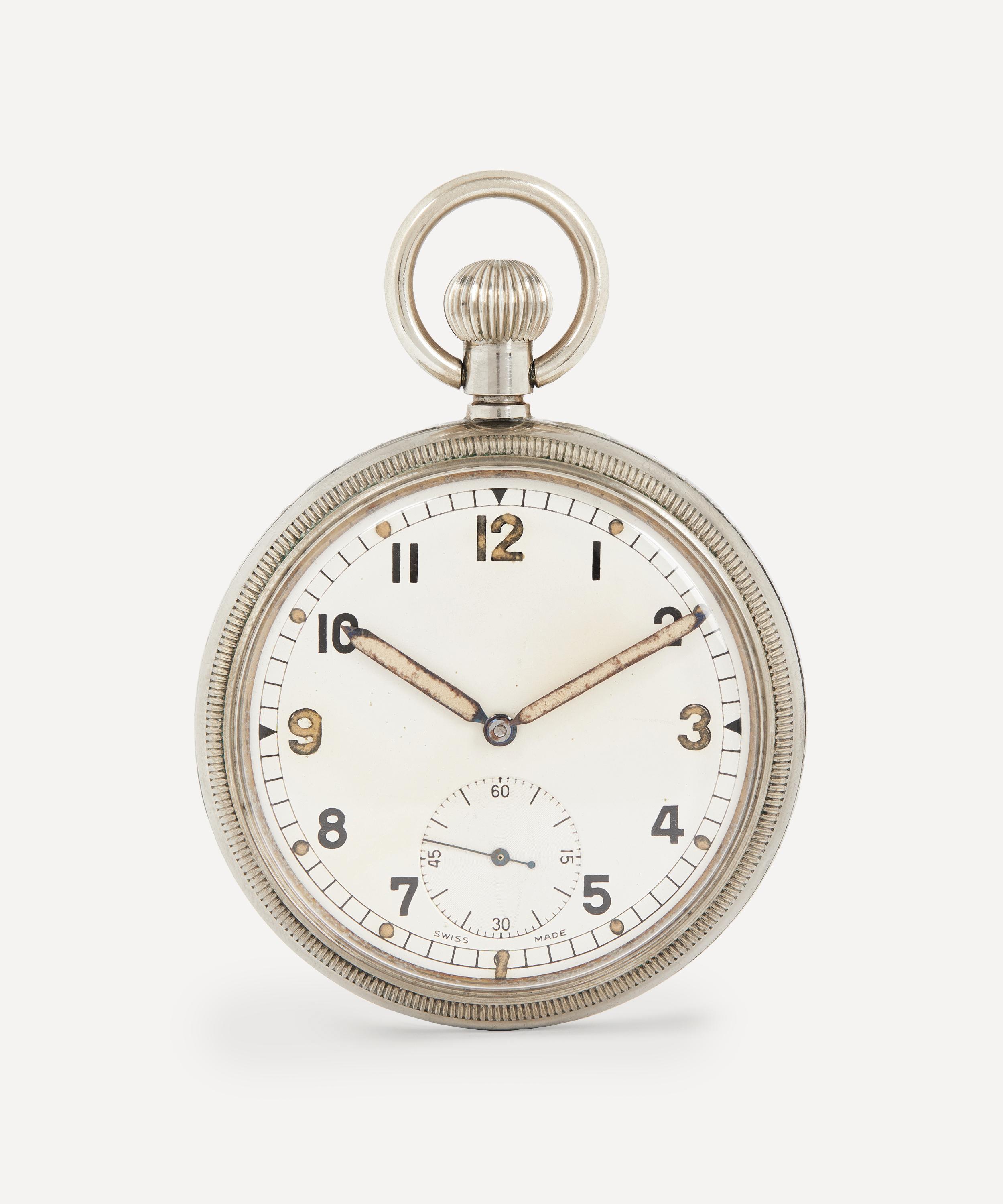 Designer Vintage - 1940s White Metal Military Pocket Watch image number 0