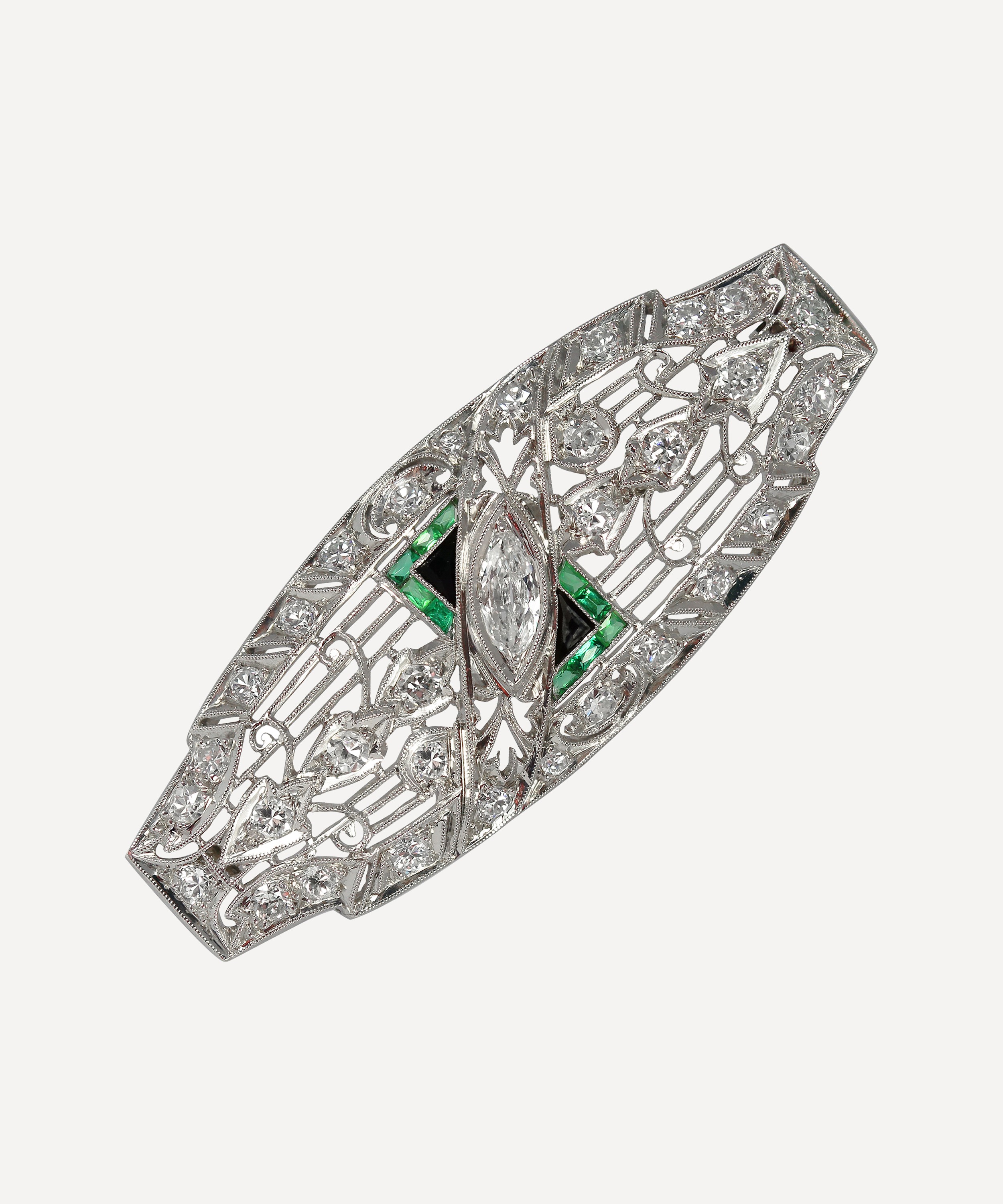 Kojis - Platinum Antique Art Deco Diamond Brooch image number 0
