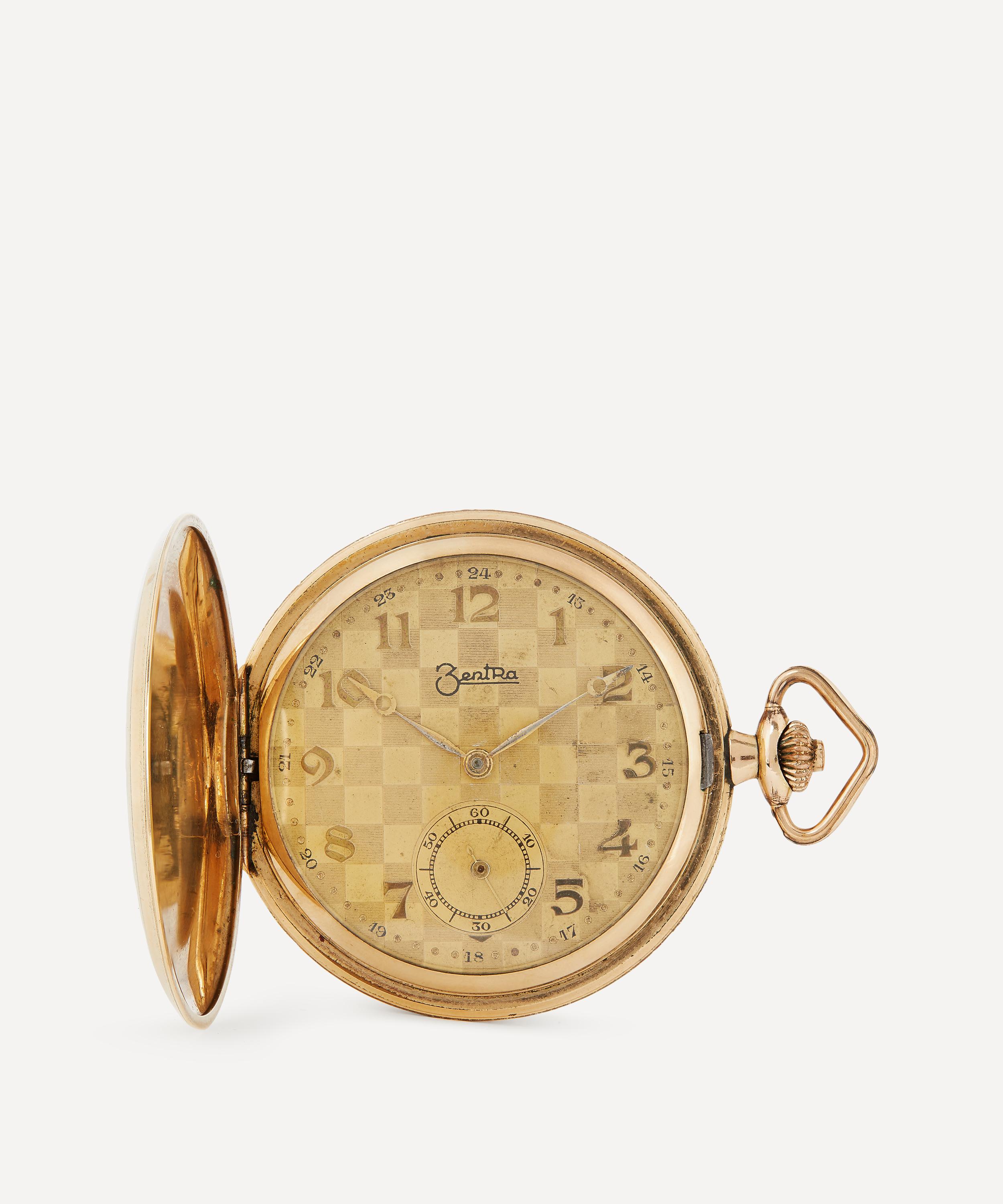 Designer Vintage - Art Deco ZentRa Gilt Hunter Pocket Watch image number 0