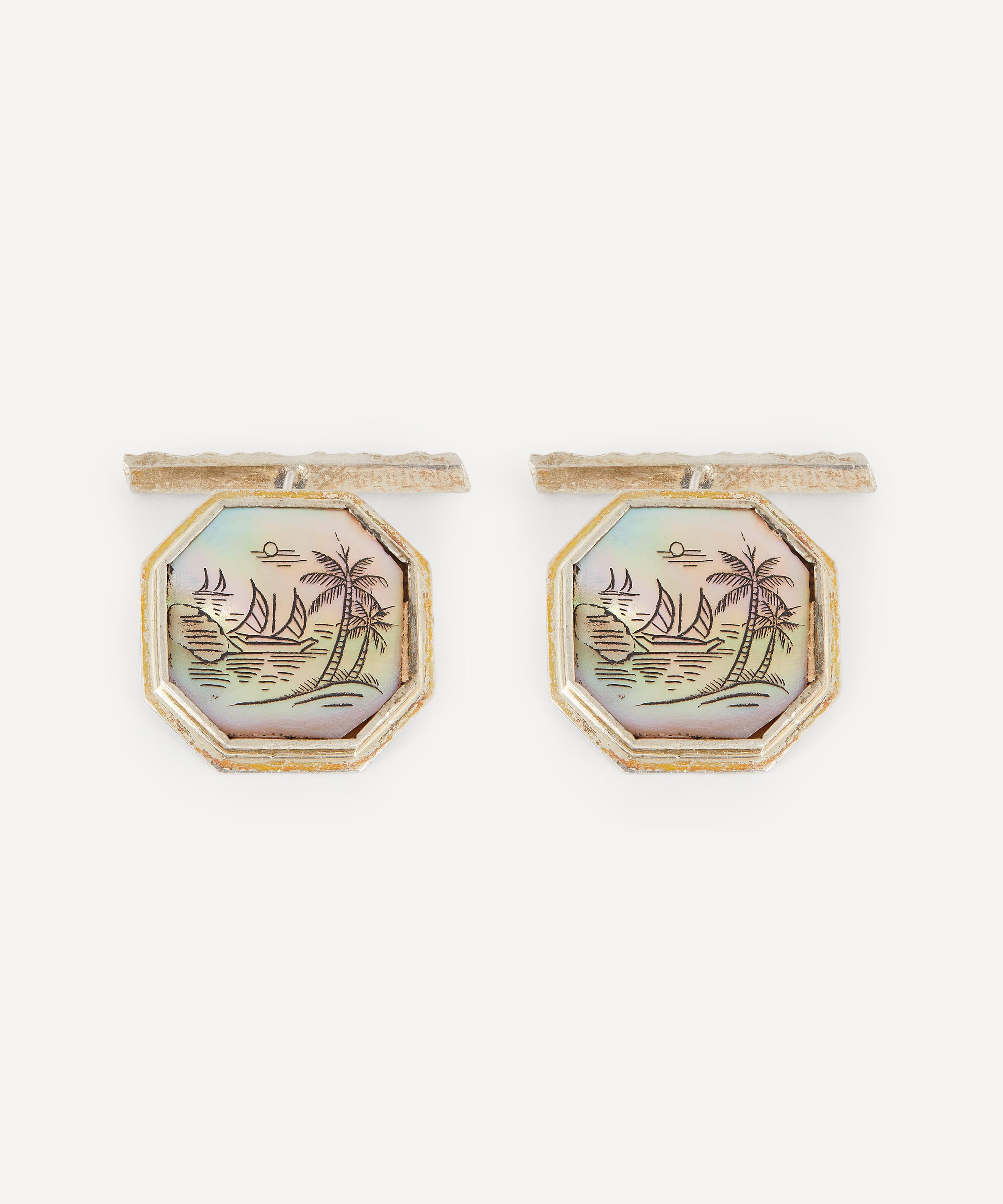 Designer Vintage - 1960s Silver and Mother-of-Pearl Cufflinks image number 0