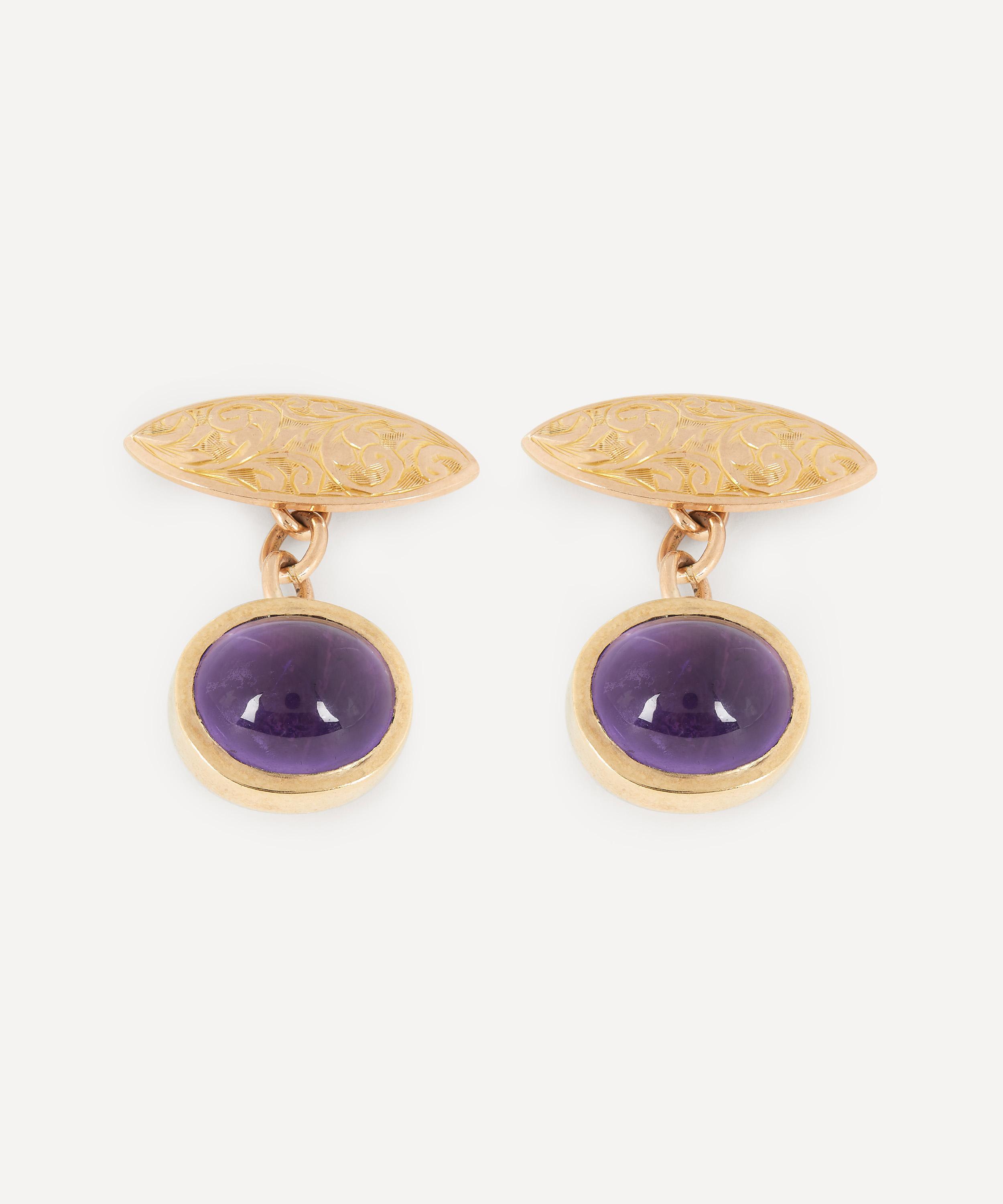 Designer Vintage - Edwardian 9ct Gold and Amethyst Cufflinks image number 0