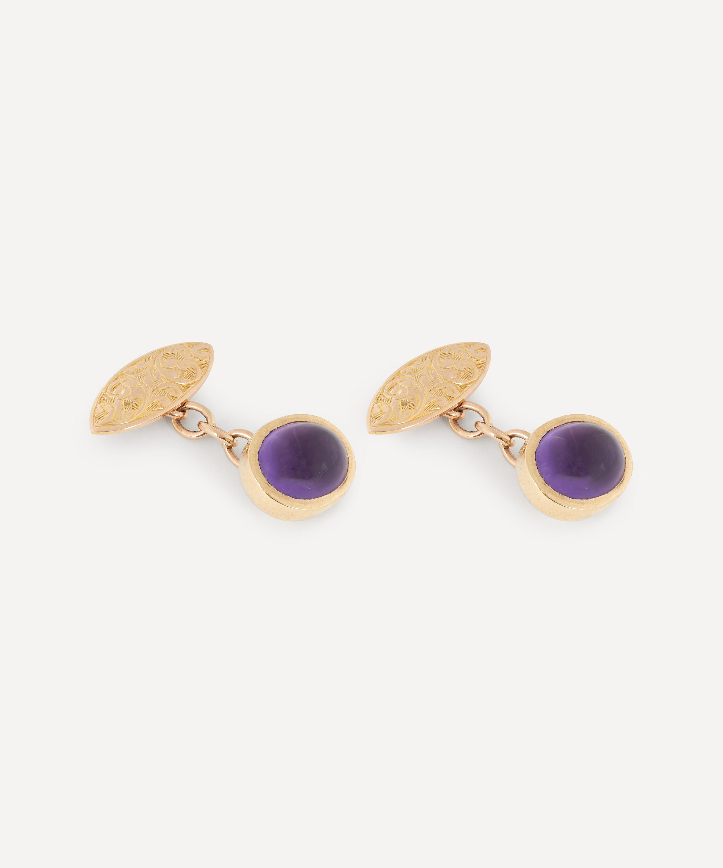 Designer Vintage - Edwardian 9ct Gold and Amethyst Cufflinks image number 1