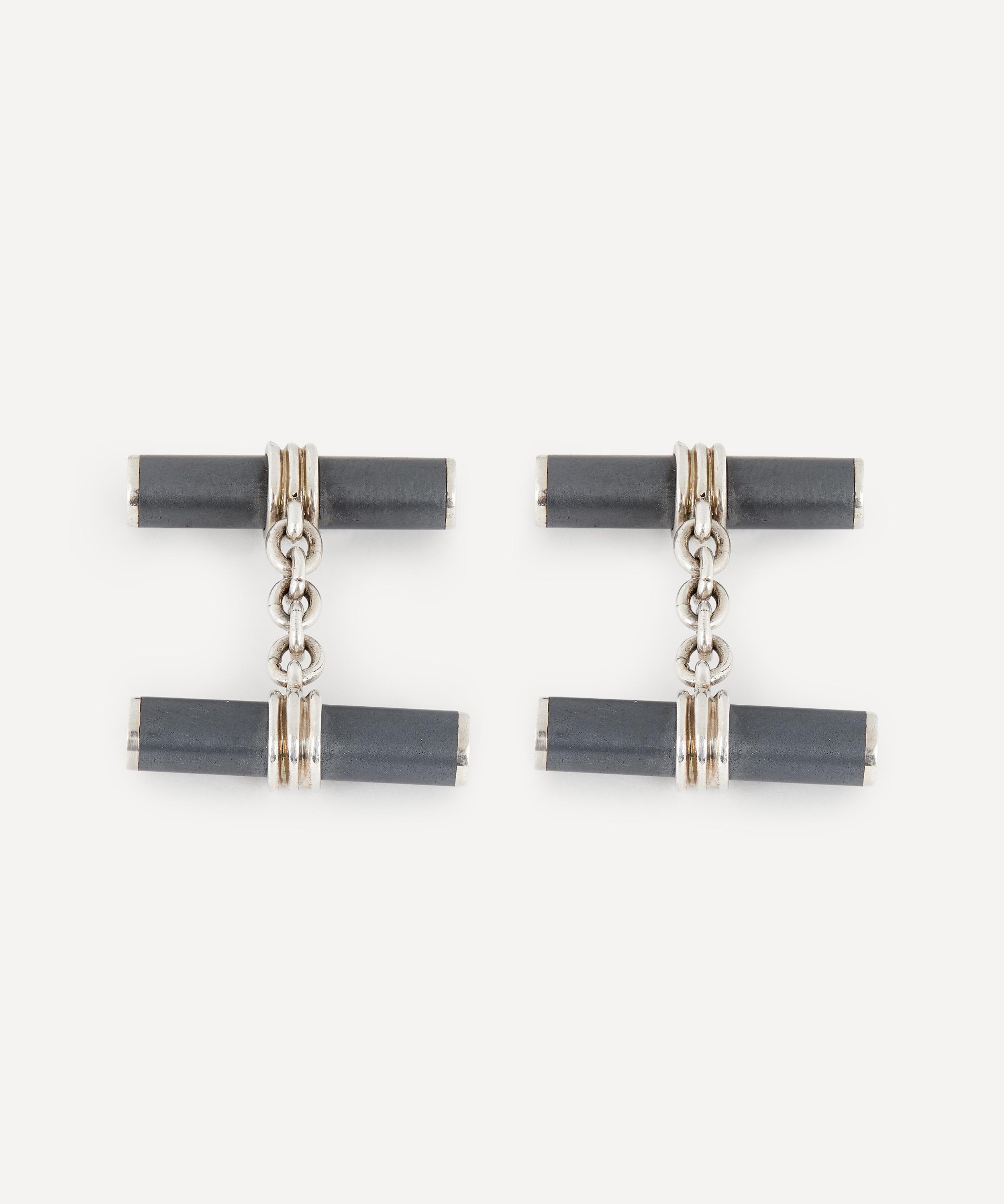 Designer Vintage - 1990s Hematite and Silver Cufflinks image number 2
