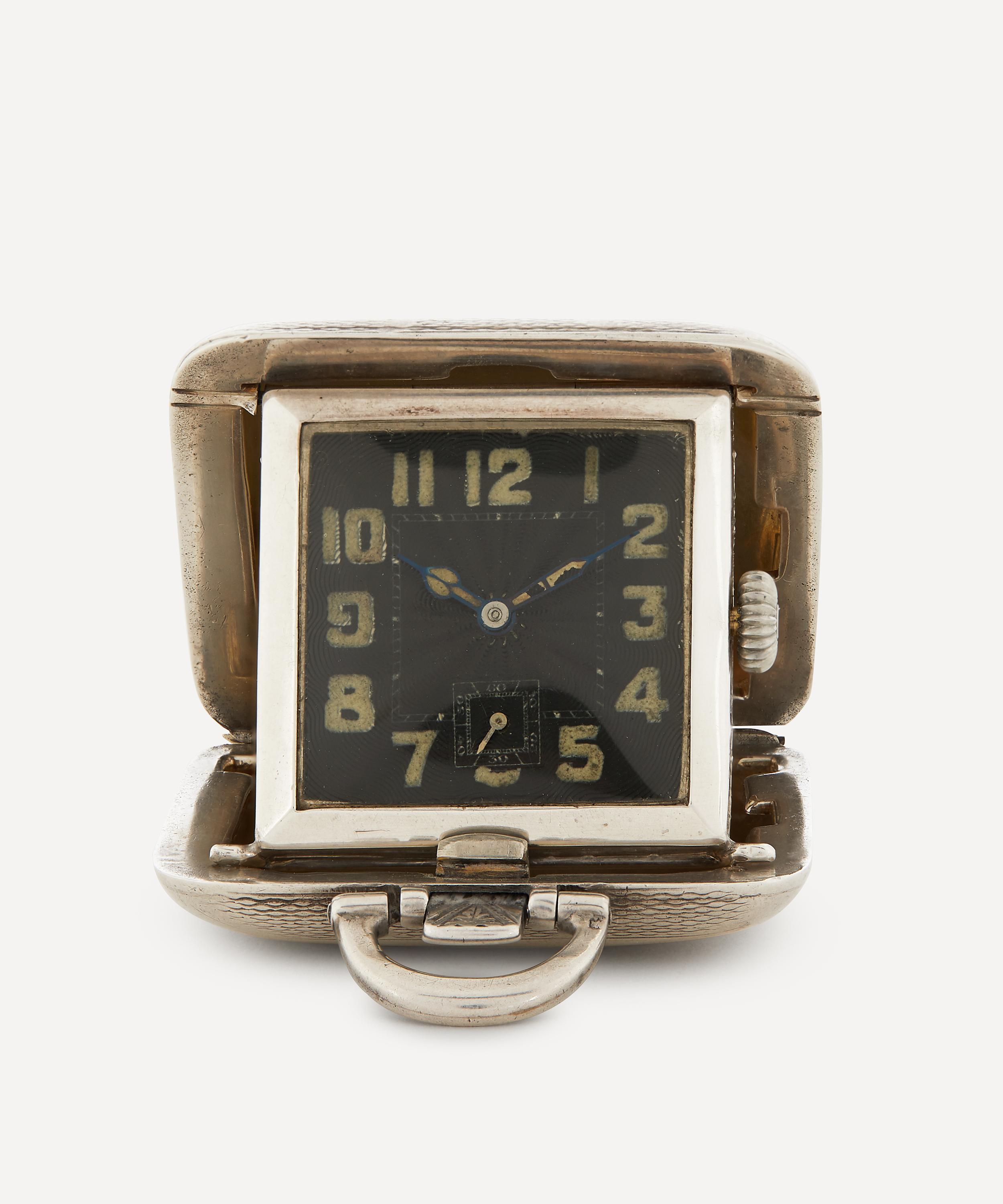 Designer Vintage - 1930s Silver Travel Clock image number 0