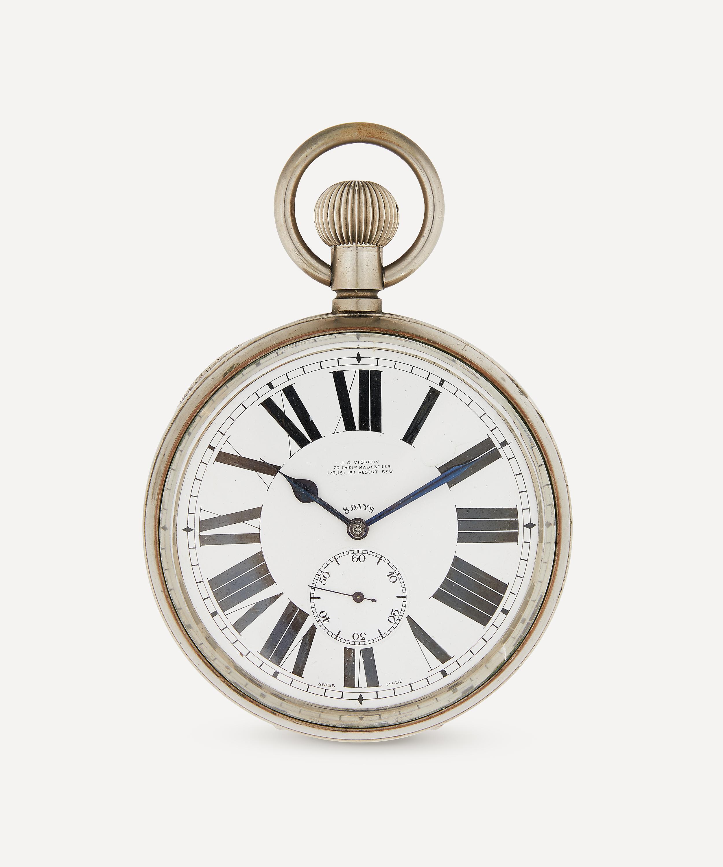 Designer Vintage - Victorian J. C. Vickery White Metal Goliath Pocket Watch/Travel Clock image number 0