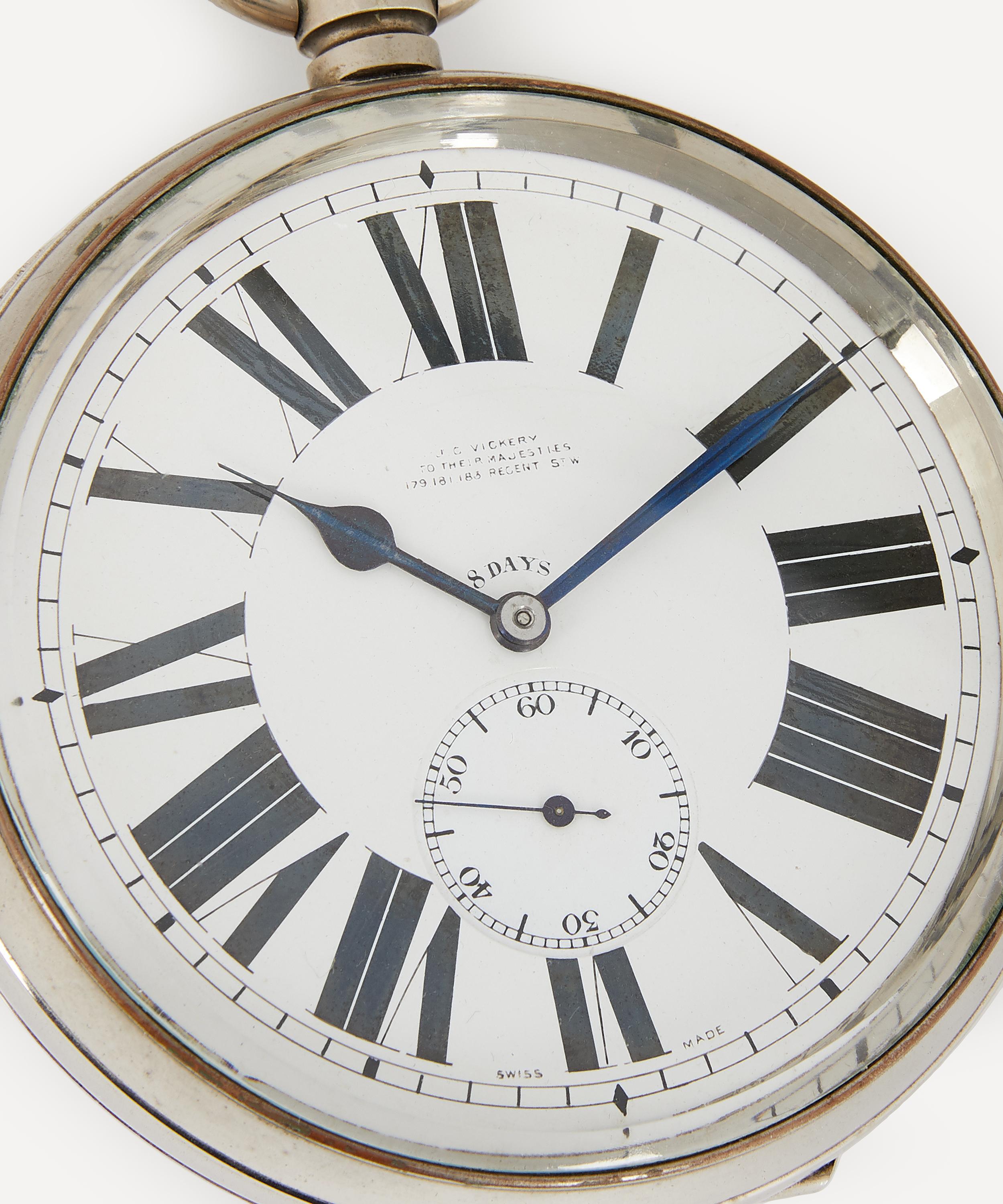 Designer Vintage - Victorian J. C. Vickery White Metal Goliath Pocket Watch/Travel Clock image number 3