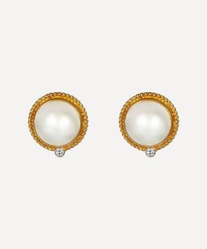 Kojis - Gold Pearl and Diamond Detachable Drop Earrings image number 1