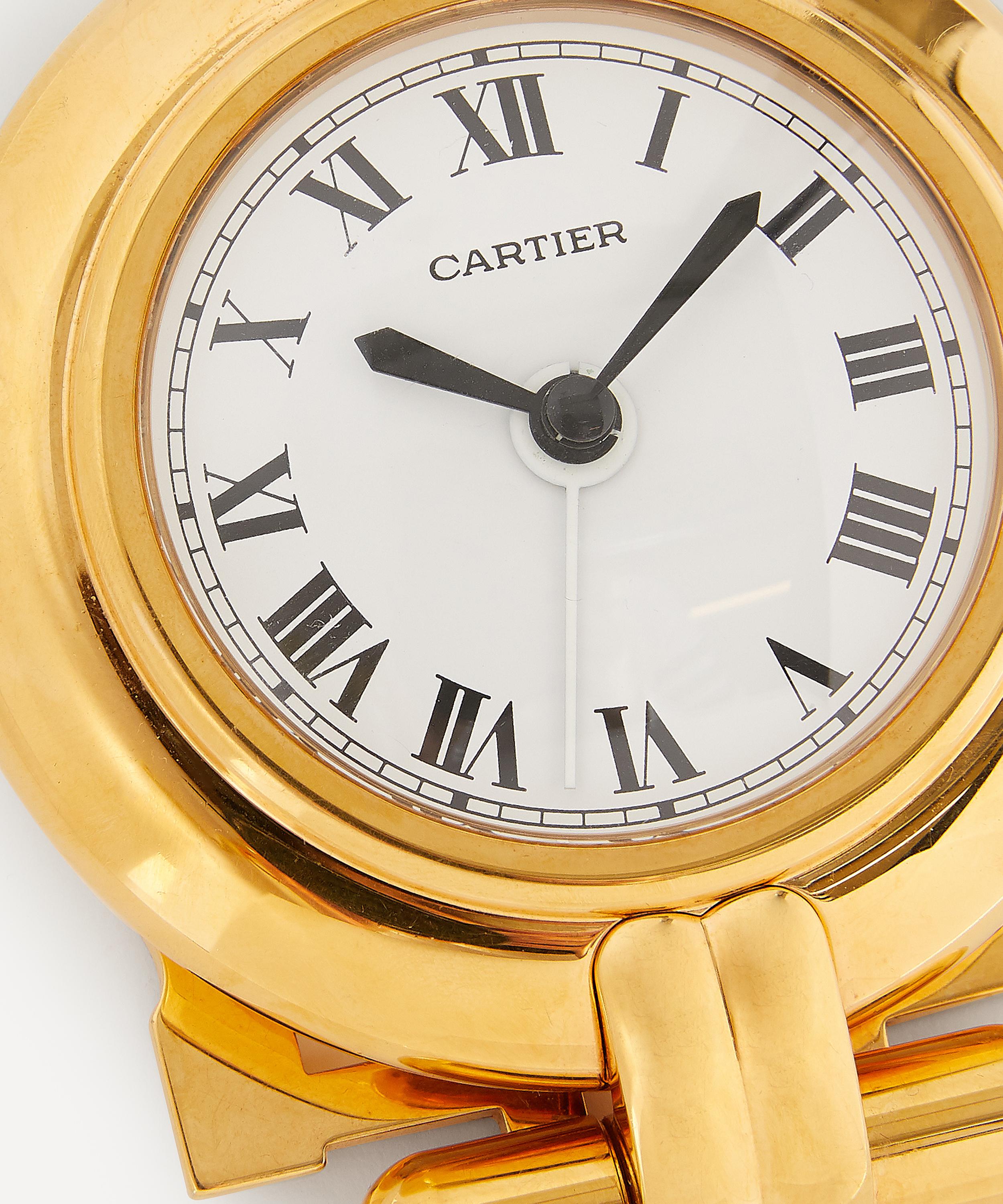 Designer Vintage 1990s Must de Cartier Colisee Gilt Travel Alarm