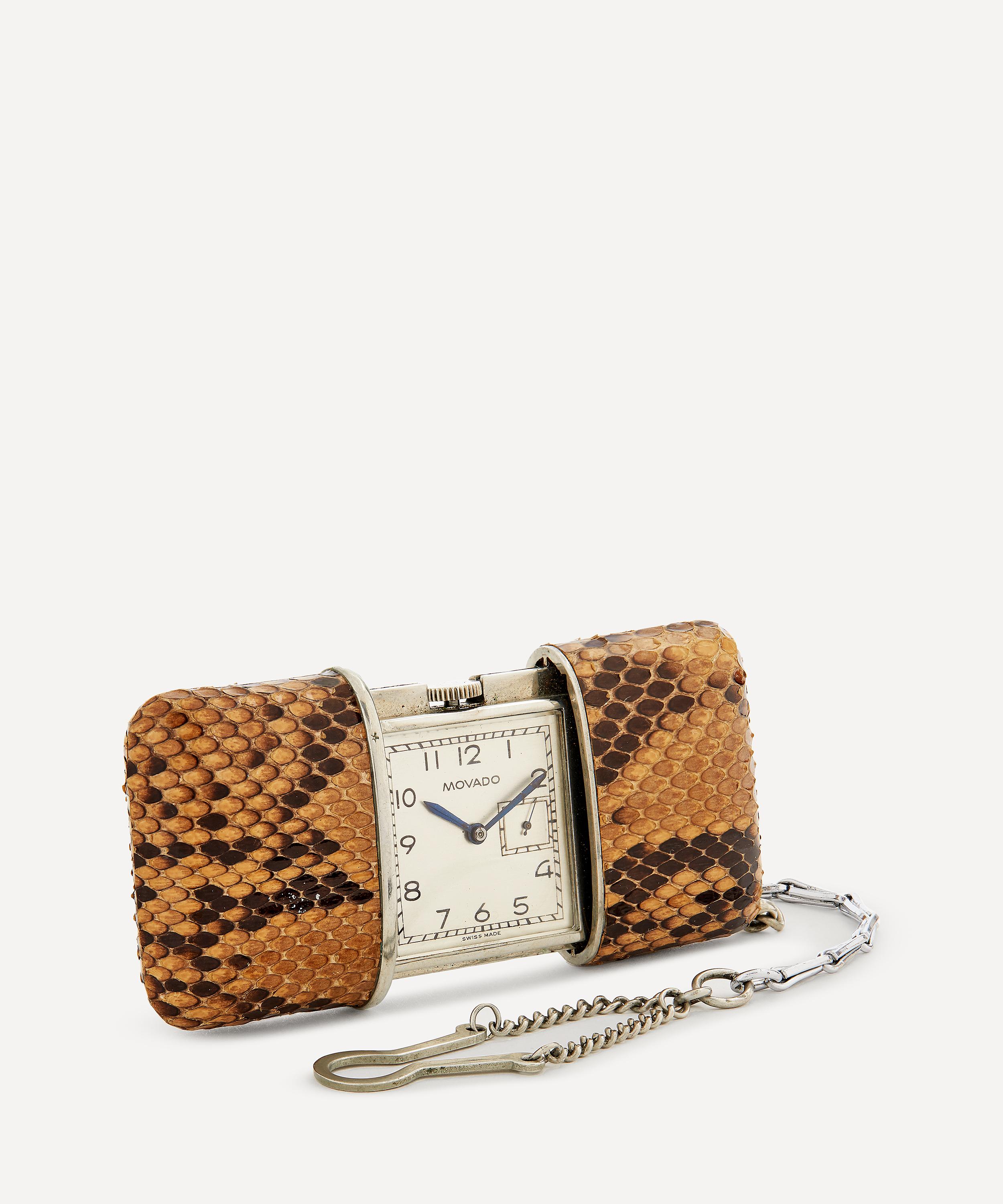 Designer Vintage - Art Deco Movado Ermeto White Metal Travel Clock/Pocket Watch image number 1