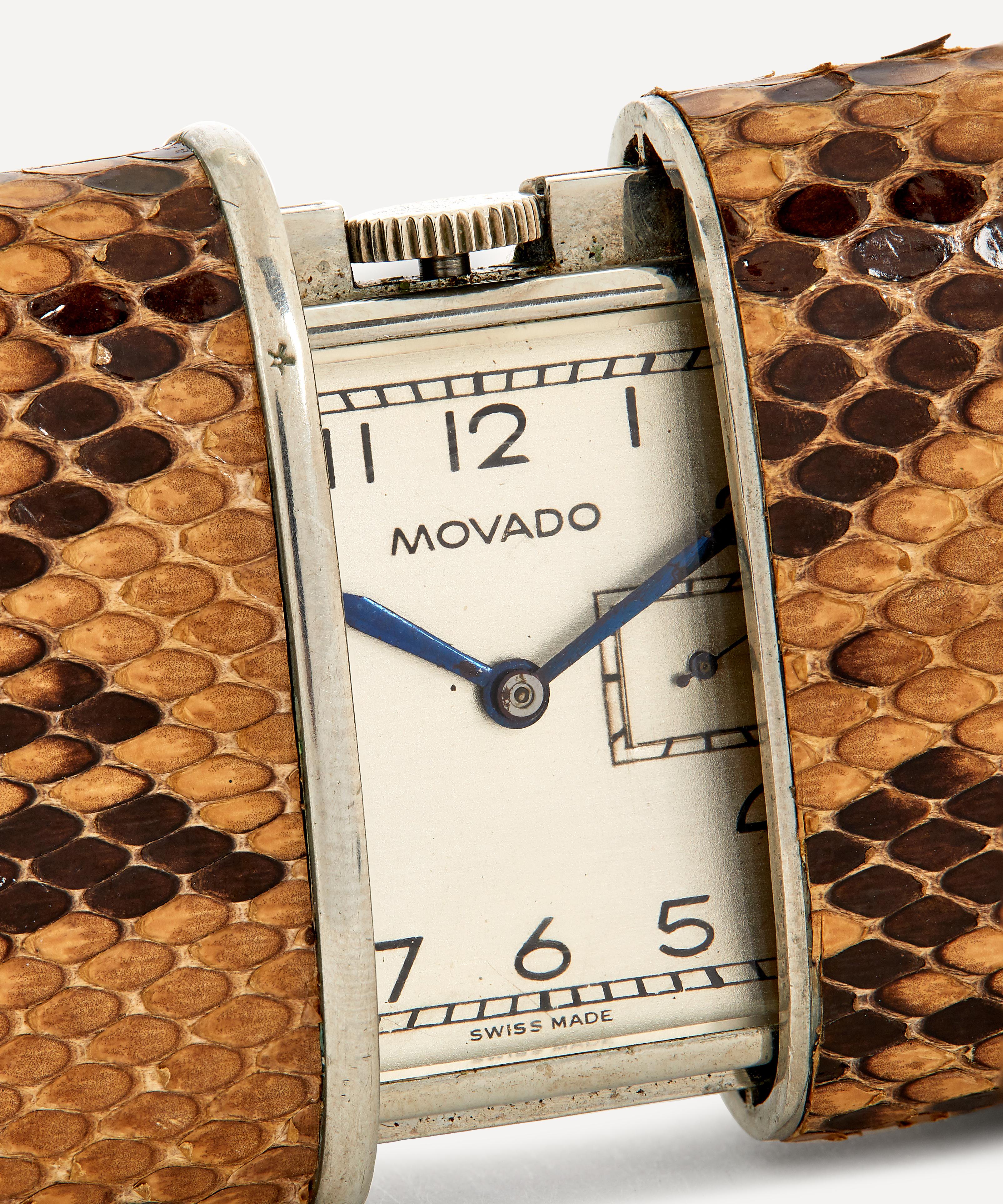 Designer Vintage - Art Deco Movado Ermeto White Metal Travel Clock/Pocket Watch image number 3