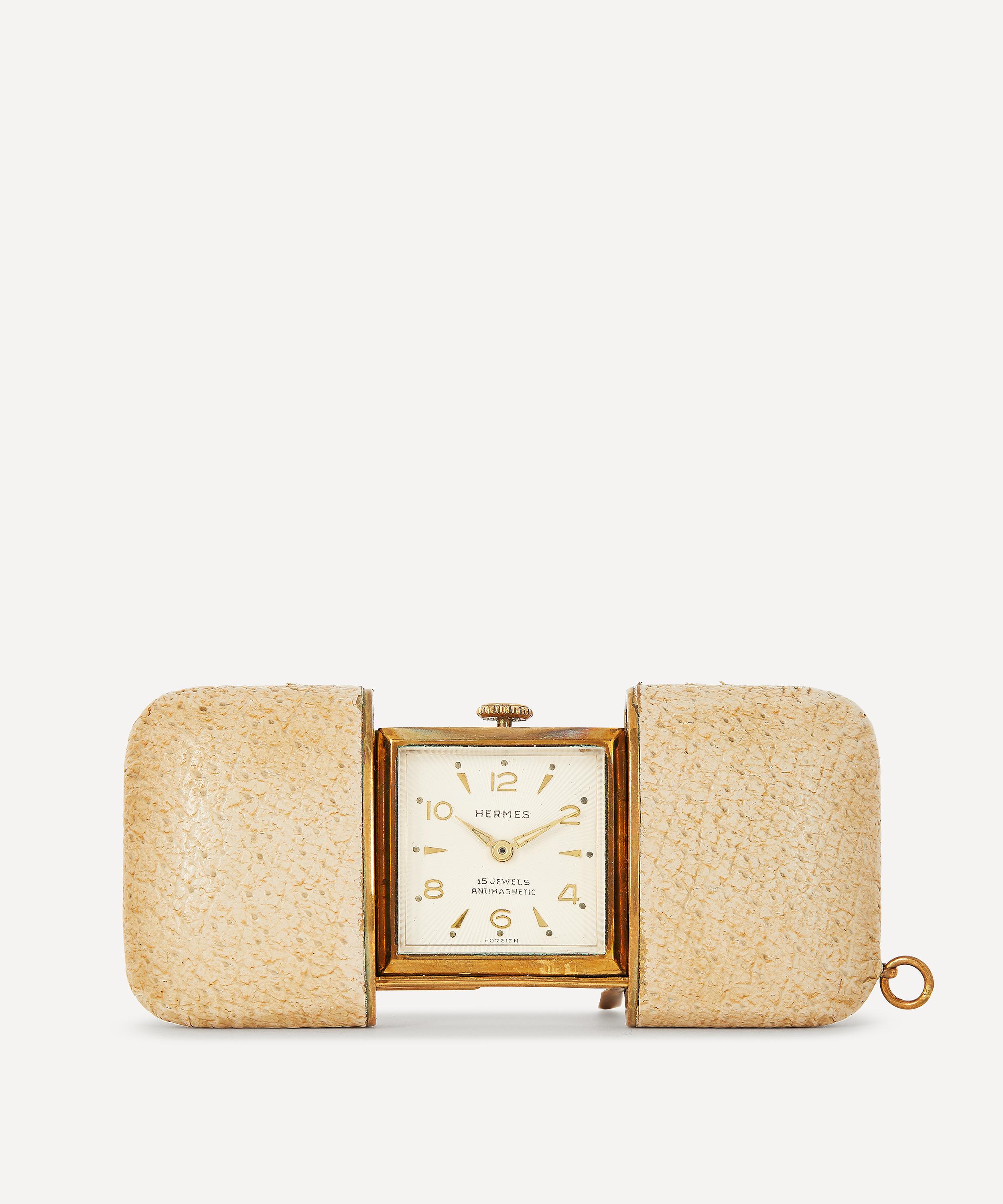 Designer Vintage - 1970s Hermes Ermeto Gilt Travel Clock/Pocket Watch image number 0