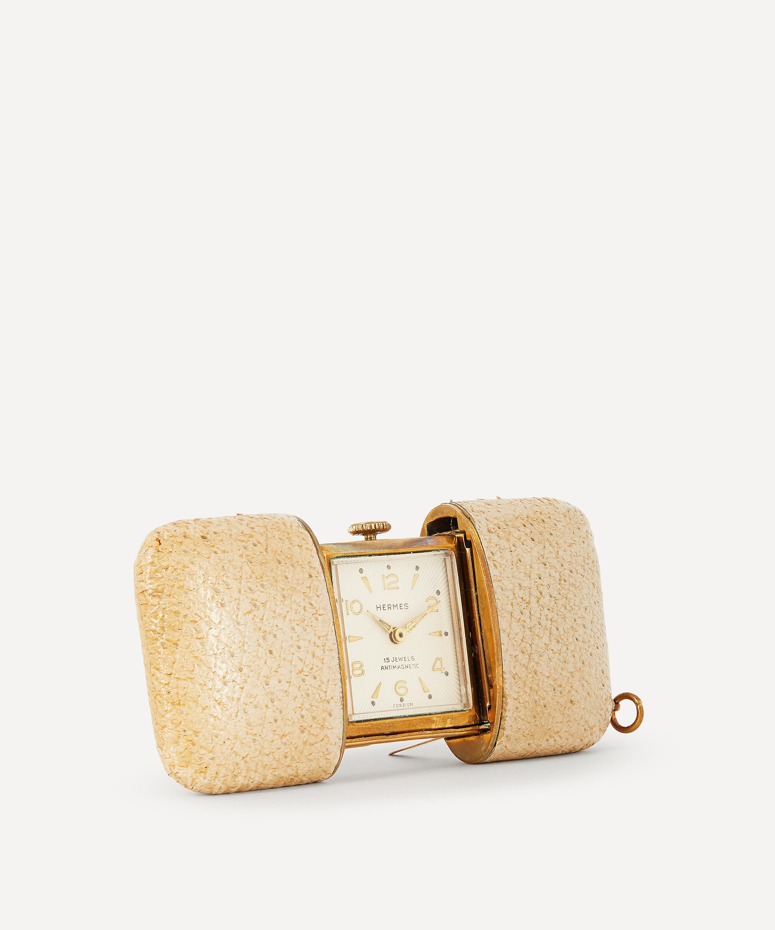 Designer Vintage - 1970s Hermes Ermeto Gilt Travel Clock/Pocket Watch image number 1