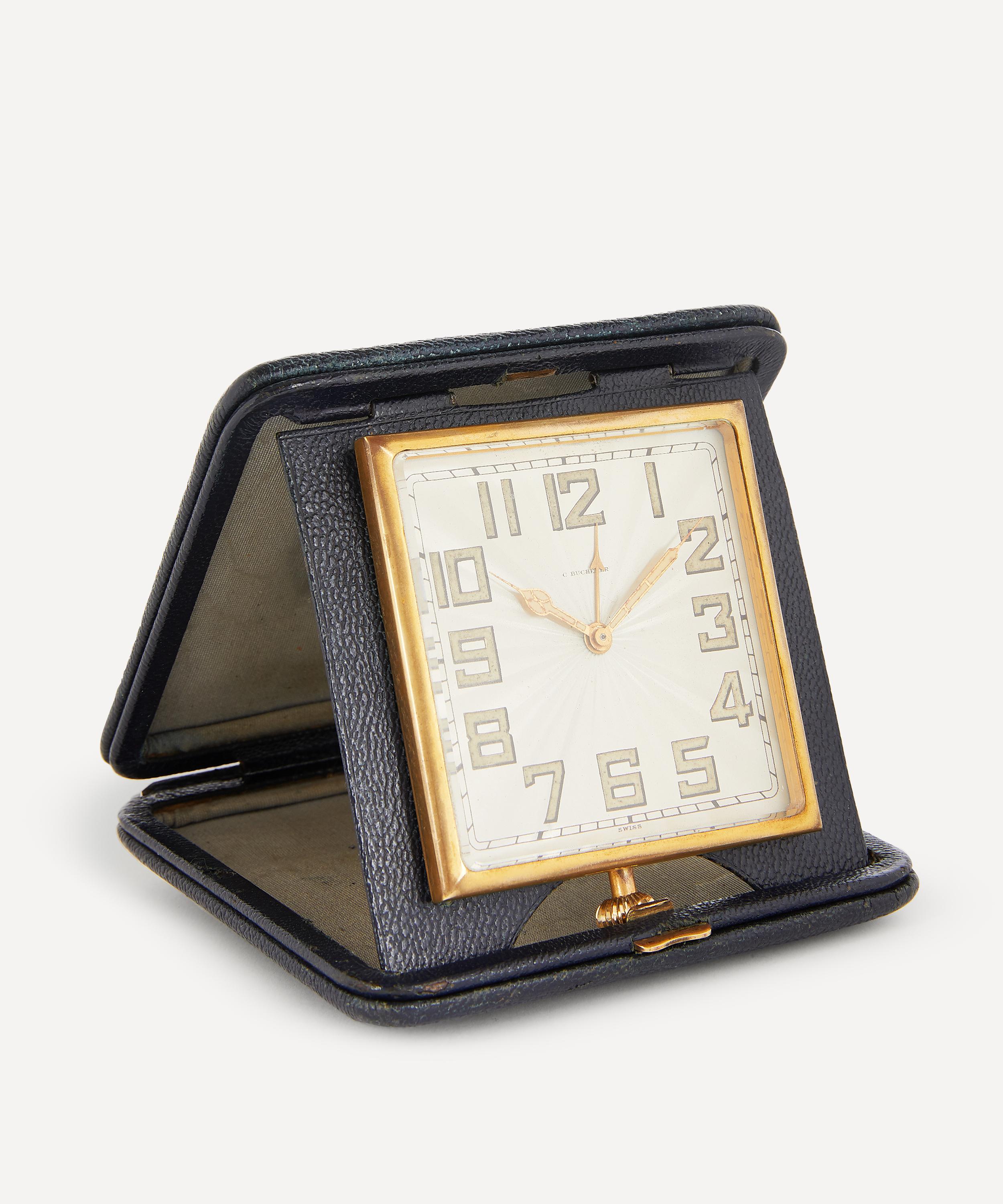 Designer Vintage - Art Deco C. Bucherer Gilt Travel Alarm Clock image number 1