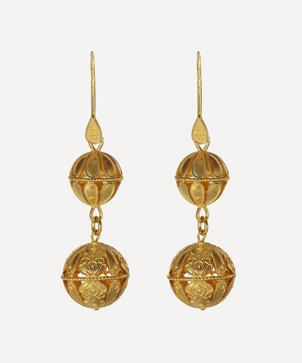 Kojis - Silver-Gilt Large Decorative Drop Earrings image number null