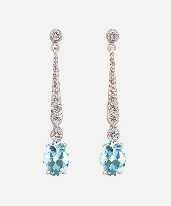 Kojis - White Gold Aquamarine and Diamond Drop Earrings image number null