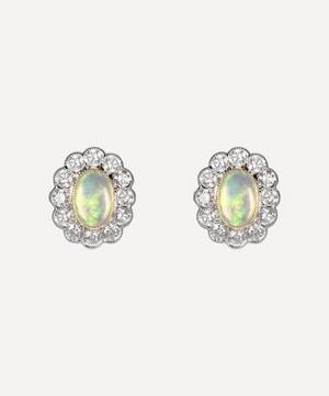 Kojis - White Gold Opal and Diamond Cluster Stud Earrings image number 0