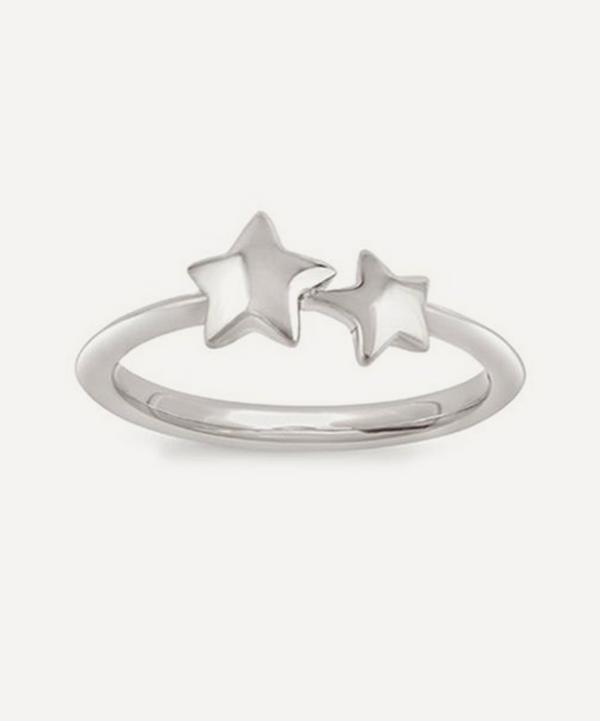 Dinny Hall - Silver Bijou Double Star Pinky Ring image number null