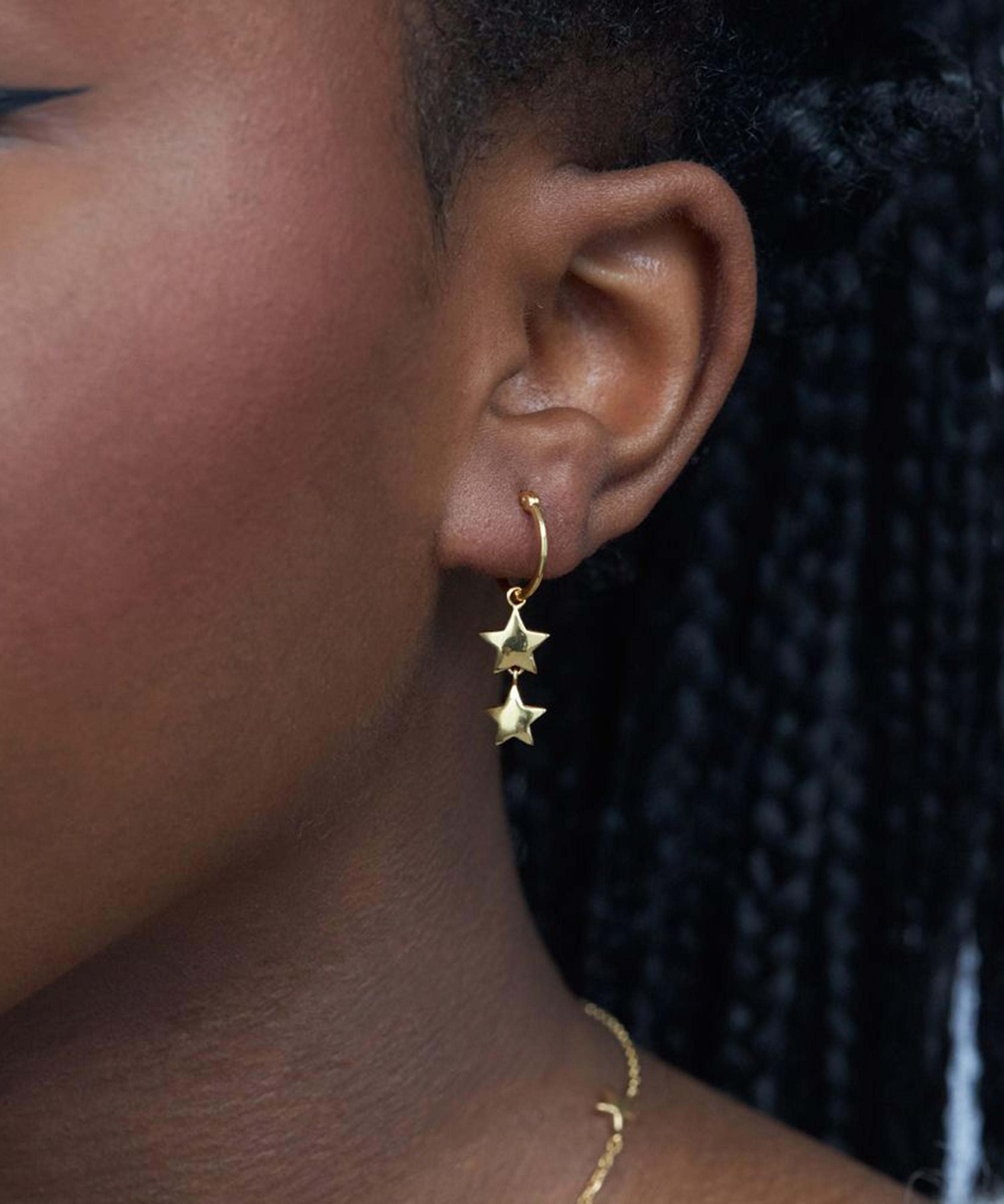 Dinny Hall - Gold Plated Vermeil Silver Bijou Duo Star Hoop Earrings image number 1