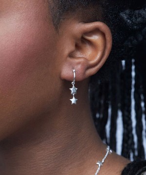 Dinny Hall - Sterling Silver Bijou Duo Star Hoop Earrings image number 1